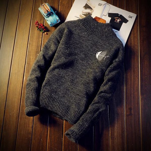 

new men's sweaters in winter 2020 fashion warm bottom sweater, White;black