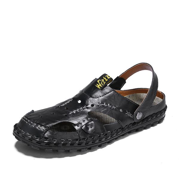 

para genuine walking hombre samool platform men sandalhas breathable outdoor white cuero in beach summer roman mens for big on, Black