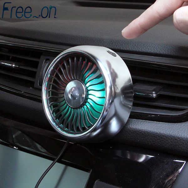 

electric car fan 3 speed adjustment usb dual head car auto cooling air circulator fan air conditioner with colorful light for va
