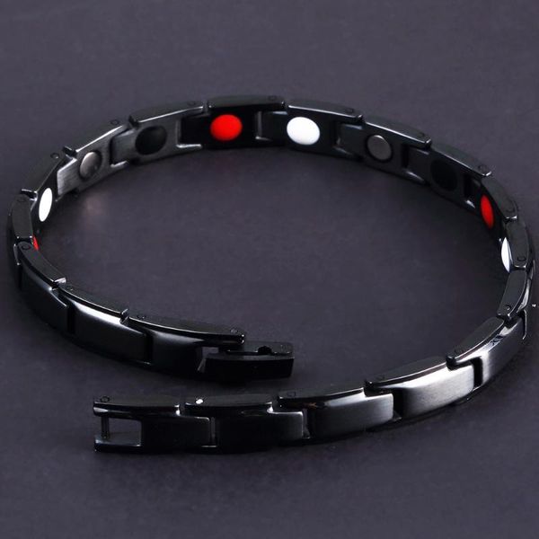

black stainless steel bracelet for women accesories braslet 4 in 1 health magnetic germanium stone mens bracelets 2020 jewelry