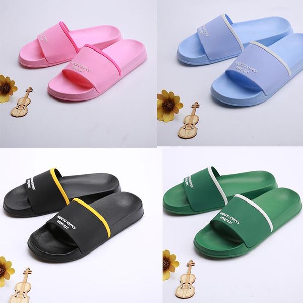 

men women slide sandals shoes luxury slide summer fashion wide flat slippery with thick stripe sandals slipper flip flops size 36-46, Black