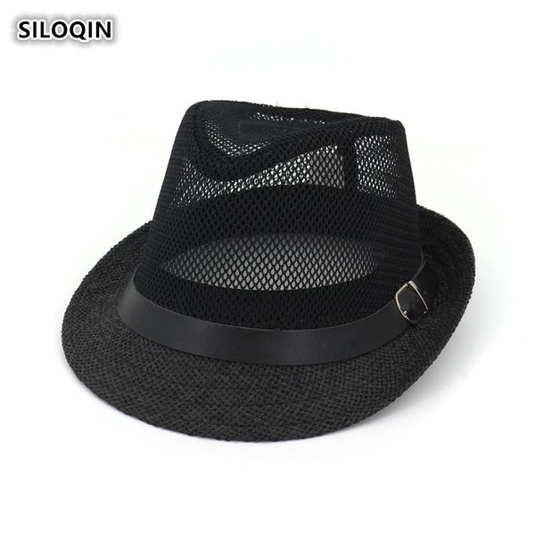 

siloqin 2020 new style trend man woman fedoras summer outdoor travel hollow sunshade hats casquette couple hat motion sombreros, Blue;gray