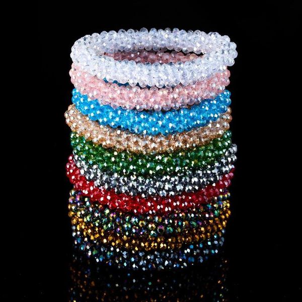 Boho Elastische Bunte Kristall Perlen Armbänder Armreifen Für Frauen Stretch Femme Glas Perlen Armband Partei Schmuck