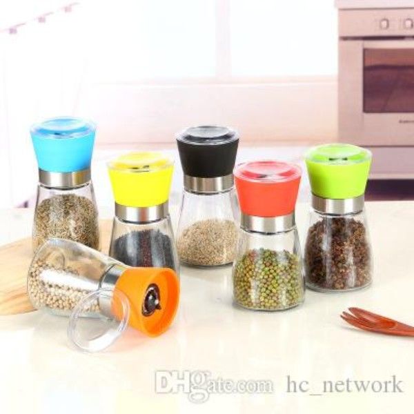 

salt and pepper mill grinder plastic shaker spice container condiment jar holder grinding bottles
