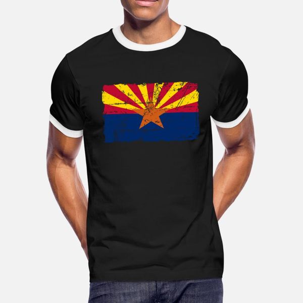 

flag of arizona vintage look t shirt men designs cotton s-xxxl gents fit building spring autumn letter shirt