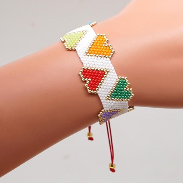

xuxi love pattern bezel setting miyuki rice beads weaving women trendy bracelet trendy charm bracelets ss001, Golden;silver