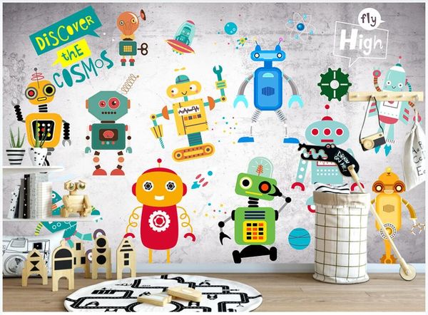 

3d wallpaper custom p mural on the wall hand drawn cartoon robot children room home decor p wallpaper for walls 3 d