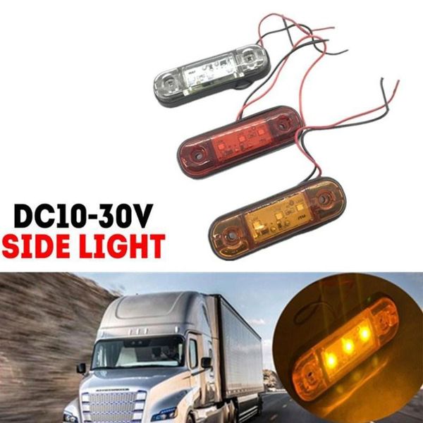 

10pcs trailer truck rv light side marker clearance lamp dc10-30v waterproof 3 leds car signal warning indicator
