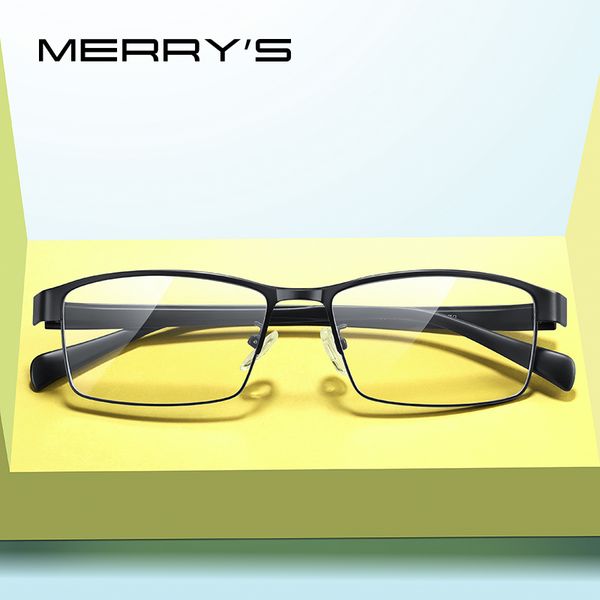 

merrys design men titanium alloy glasses frame tr90 legs myopia prescription eyeglasses optical frame business style s2210, Black