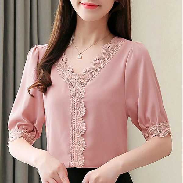 

women summer casual plus size female solid short sleeve v-neck korean style tees female #8.3, White