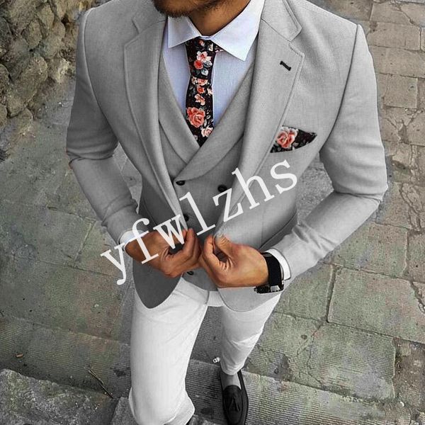 

new style one button handsome notch lapel groom tuxedos men suits wedding/prom/dinner man blazer(jacket+pants+tie+vest) w332, Black;gray