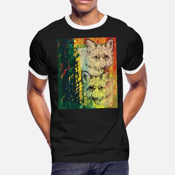 

foxes t shirt men knitted tee shirt s-xxxl kawaii fitness new style summer leisure shirt, White;black