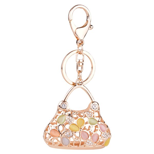 

fashion charm keychain rhinestone handbag shaped design keyring gift for girls crystal twinkling purse bag chaveiro feminino, Silver