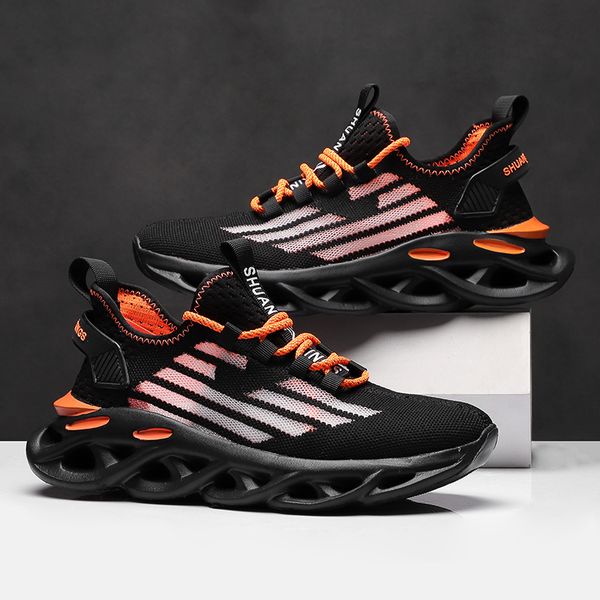 

casualshoesmenbreathablecomfortablemengymsneakersdampingplussizeflyingwovenmaletennistrainersfashionfootwear, Black