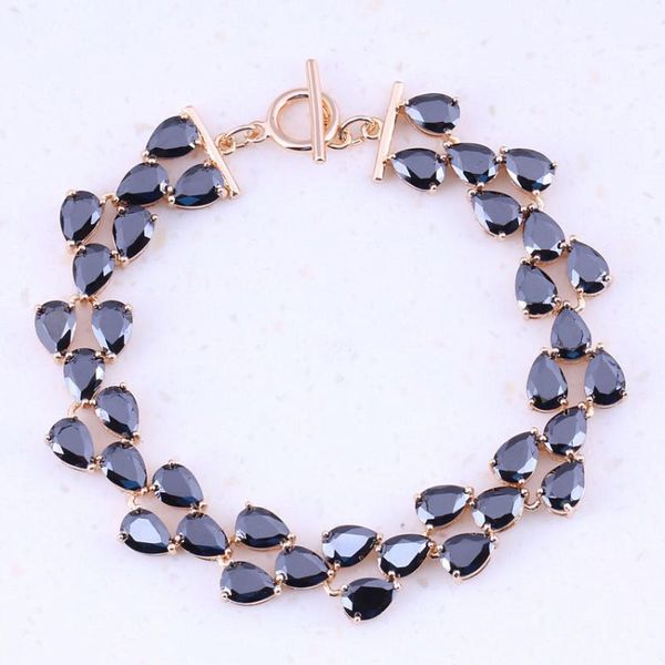 

vesplendent black created crystal yellow gold color charm bracelets for women trend party fashion jewelry b0014