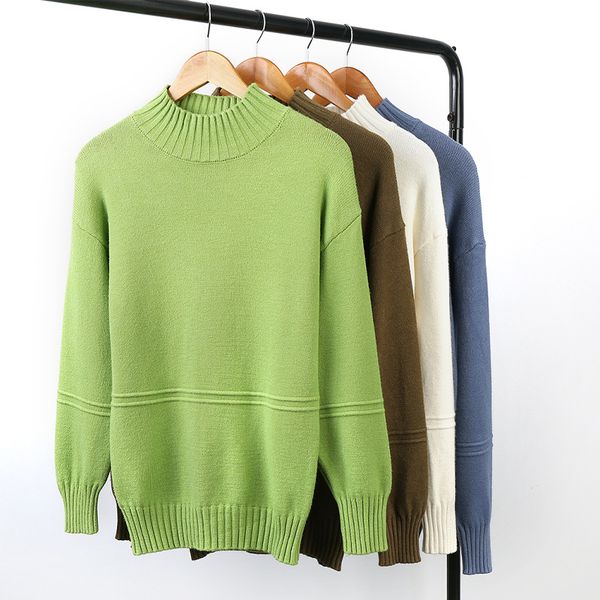 

2020 autumn and winter new men's youth thickening long-sleeved half-neck sweater, White;black