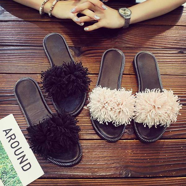 

shoes woman 2020 slippers flat luxury slides slipers women shallow soft designer new basic rubber fabric fashion cotton, Black