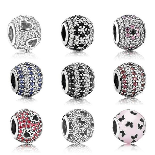 

new 100% 925 sterling silver crystal butterfly 791426cz 791170nck 791129cz 791172ncb 791172nck 791051czr 791584czr 791482cz 791483en68, Black