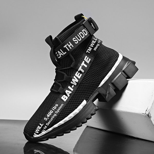 

high men sport shoes platform running tennis man large size elastic laces sneakers slip on mesh men's summer sports shoes h5