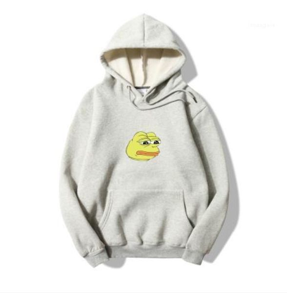 

desingere pullover long sleeve solid color homme clothing fashion funny style casual apparel sad frog print mens hoodies autumn, Black