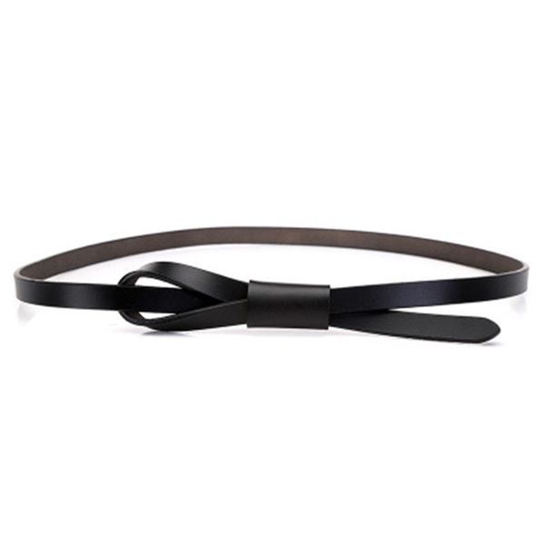 

women's fashion fine section belt imitation leather smooth buckle women fashion belt casual knotted skirt belts, Black;brown
