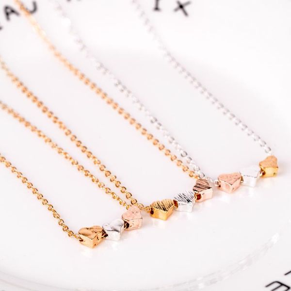 

creative mini three heart pendant necklace women gold/silver color choker chain lovely lady girl gifts fashion necklace jewelry