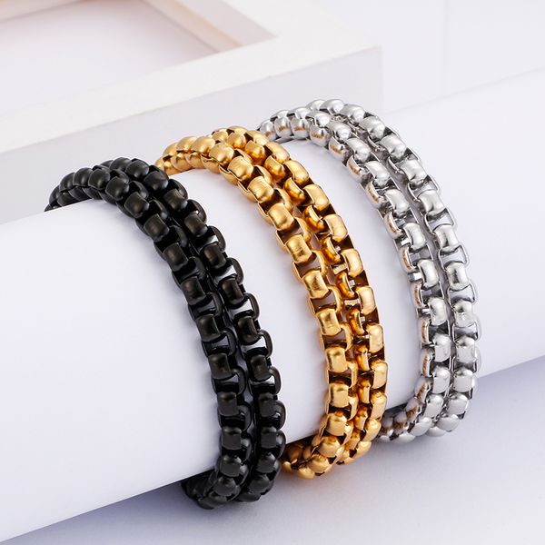 

chains huge cool 6mm 24 inch (60cm) pure stainless steel square rolo chain link necklace gold/black mens jewelry, Silver