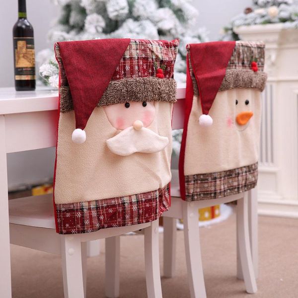 

chair covers 2021 christmas decorations santa claus snowman dinner decor party cover