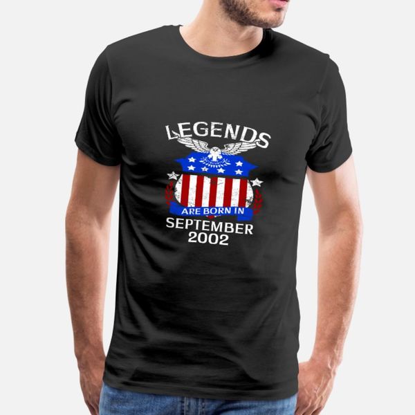 

legends are born in september 2002 t shirt men printing 100% cotton s-3xl outfit fitness humor summer style novelty shirt