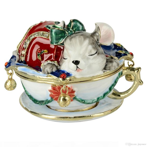 

mouse animal jewerly trinket ring box storage container birthday christmas gifts, Black;white