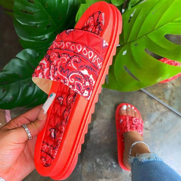 

women's print slippers indoor outdoor slip on beach shoes female summer toe flip flops ladies non-slip slides new sandals, Black