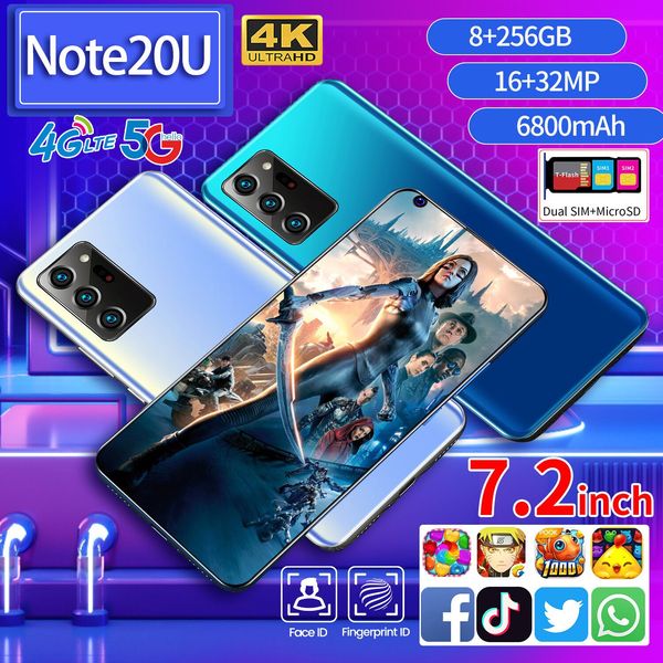 

note20u нового мобильного телефона 2 + 32 слева перфорированный 7.2 дюйма трансграничного горячая продажи мобильного телефона, большой объем