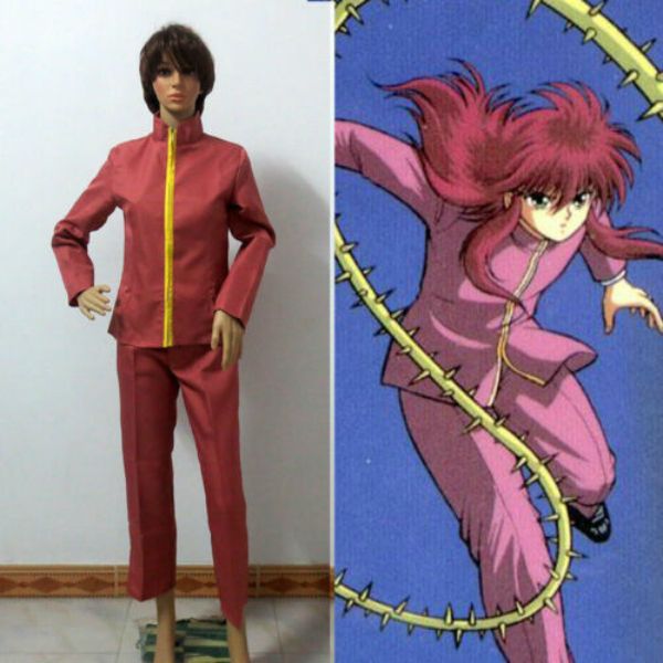 

yuyu hakusho курама shuichi minamino косплей костюм бесплатная доставка, Black;red