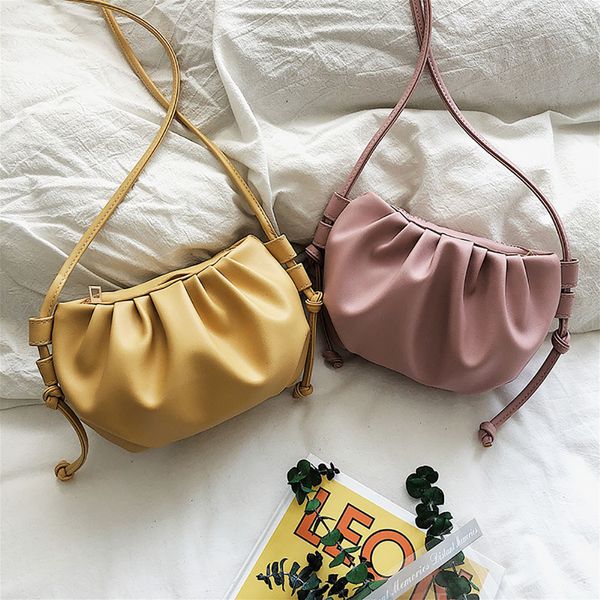 

summer women cloud bags pu leather female shoulder bag handbags trendy solid dumpling crossbody bags for women