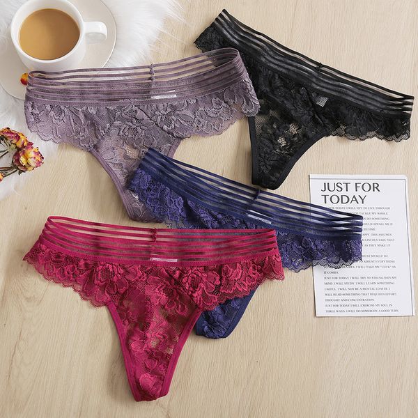 

panties women transparent underwear lace g-string thong panties mesh underpants striped lingerie ropa interior femenina, White;black