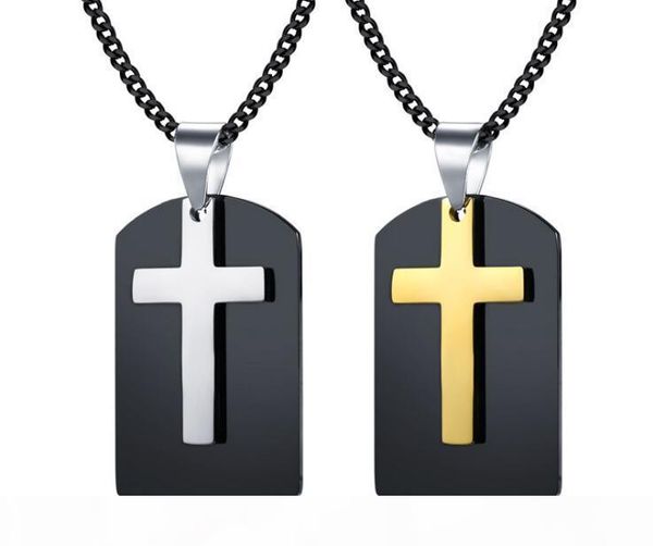 

wish cross-border jewelry wholesale stainless steel tag cross pendant black gold models men, Silver