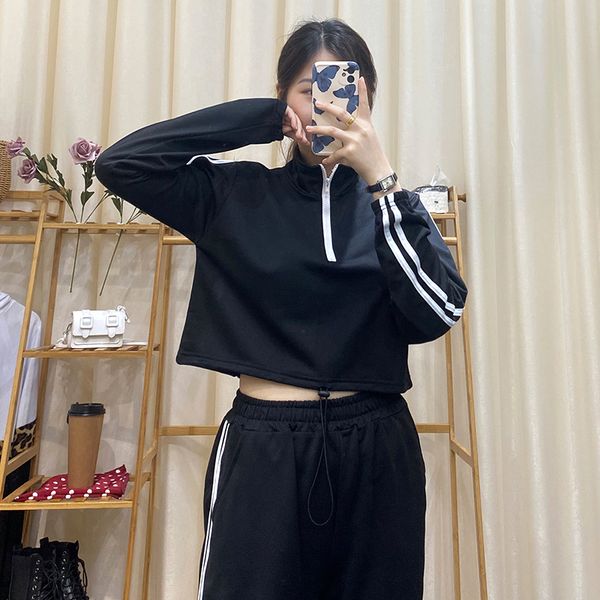 

2020 autumn striped stitching sports sweatshirt suit female zipper, Gray