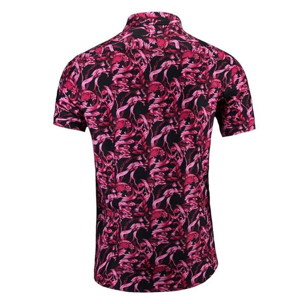 

home&nest fashion men's printing turn-down collar button short sleeve t-shirt casual plus size men's t-shirt summer 2020, White;black