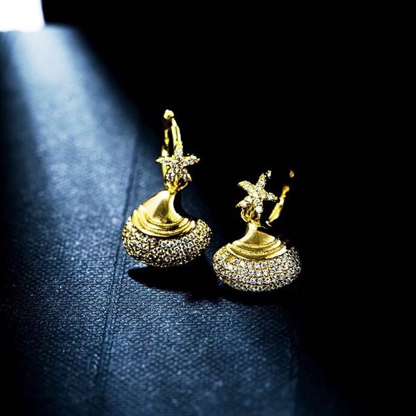 

starfish shell earrings, Golden;silver