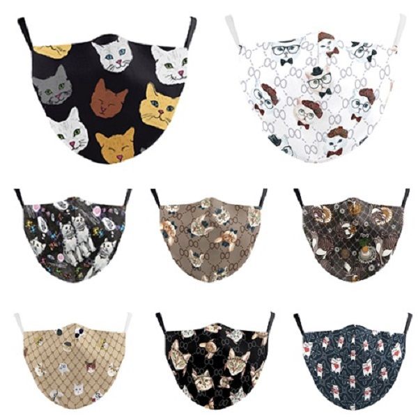 

взрослая маска для лица горячих продаж цифровой печати милых кошек и кошек регулируемых защитных масок пыле- и анти-дымка фильтра маска