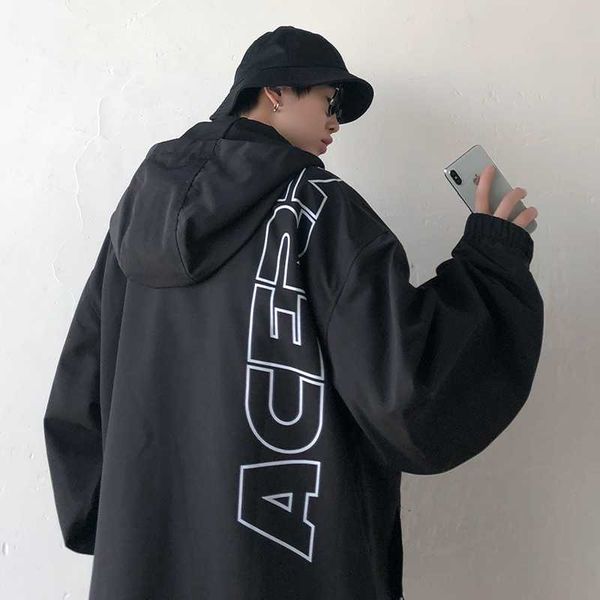 

yoyoo new autumn men jacket men's casual loose jacket hooded new fashion men's man, Black;brown