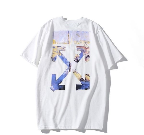 

off men tshirt fashion personality printing t-shirt casual loose male round neck cotton t-shirt hip-hop lovers14, White;black