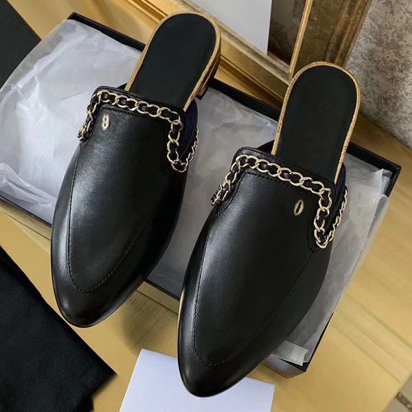 

personality buckles decorated women leisure slippers genuine leather for fashion and leisure women slippers, Black