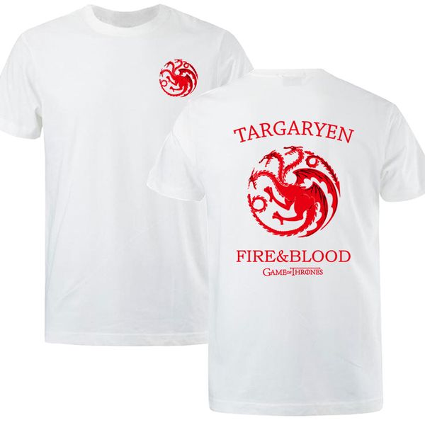 

2019 summer t shirt men dragon targaryen fire & blood casual man t-shirts 100% cotton men's t-shirts streetwear hip hop
