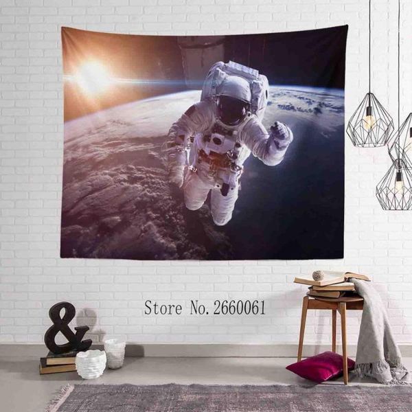 

new astronaut above the earth hd tapestry hanging cloth tablecloth picnic mat outdoor wall art home decoration shawl taa409
