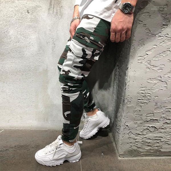 

тощий zipper одежда мода полнометражное повседневная streetwear спорт одежда мужская камуфляж кулиской дизайнерские брюки подросток, Black