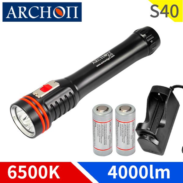 

archon s40 4000 lumen diving lights underwater 100m waterproof torch dive lighting spotlight built in 26650 battery