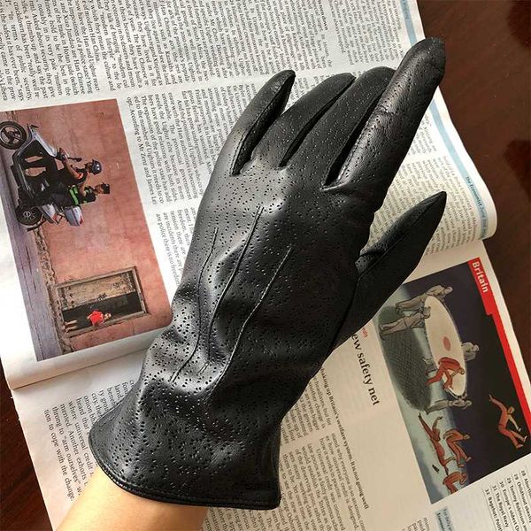 

five fingers gloves lady sheep skin leather, Blue;gray