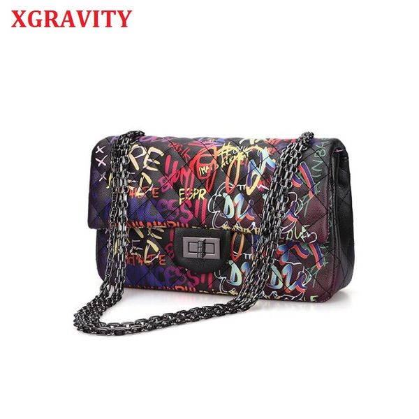 

новая сумка женщин 2020 цвет граффити printed плеча сумки дорожные сумки женские сумки цепи дамы сумки h033