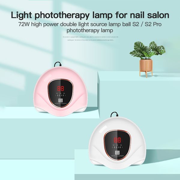 

led nail lamp for manicure 72w/54w/36w nail dryer machine uv lamp for curing uv gel polish with motion sensing lcd display
